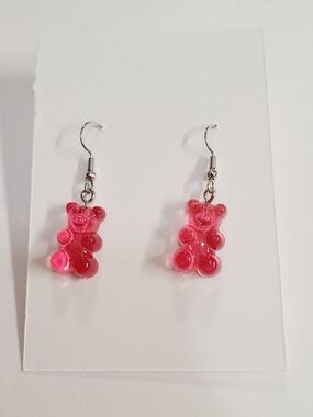 Pink Gummy Bear Drop Earrings - Women Jewelry